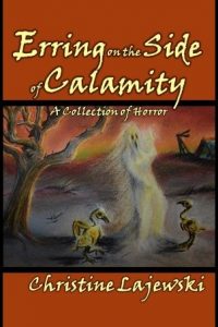 Book cover of a ghost and large birds beside a bare tree.