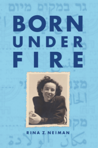 Cover of Born Under Fire shows a black and white photo of author on a blue background.