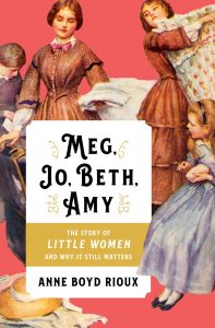 Cover has a salmon-colored background with characters from Little Women.