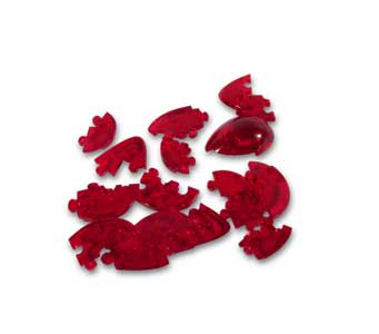 A red heart puzzle in pieces set against a white background.