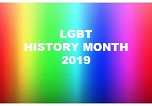 LGBT History Month 2019 with rainbow colors behind it