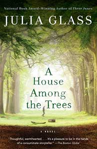 A House Among the Trees' cover has a path that is surrounded by green trees and a person in profile in the mid-distance is walking.
