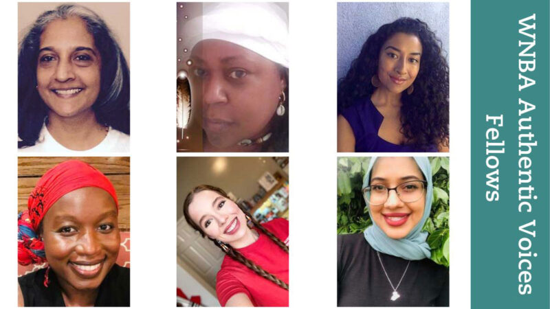 A collage of the headshots of the six 2020-2021 WNBA Authentic Voices fellows.